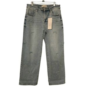 Risen Light Blue Jeans With Velvet Bows